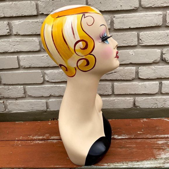 * SOLD * Art Deco Vintage Style Mannequin Head Hat Stand Jewelry Display - Picture 7 of 14